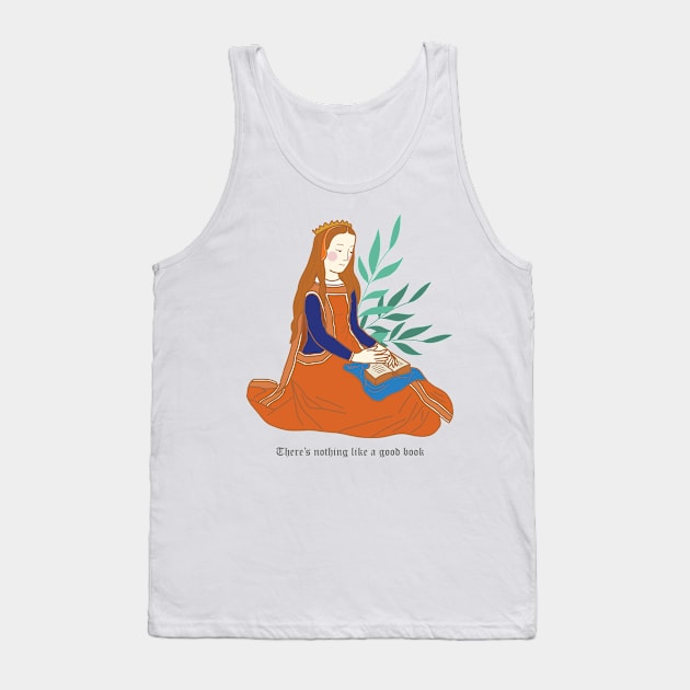 Cute and Colorful medieval Woman Reading Tank Top by MariOyama